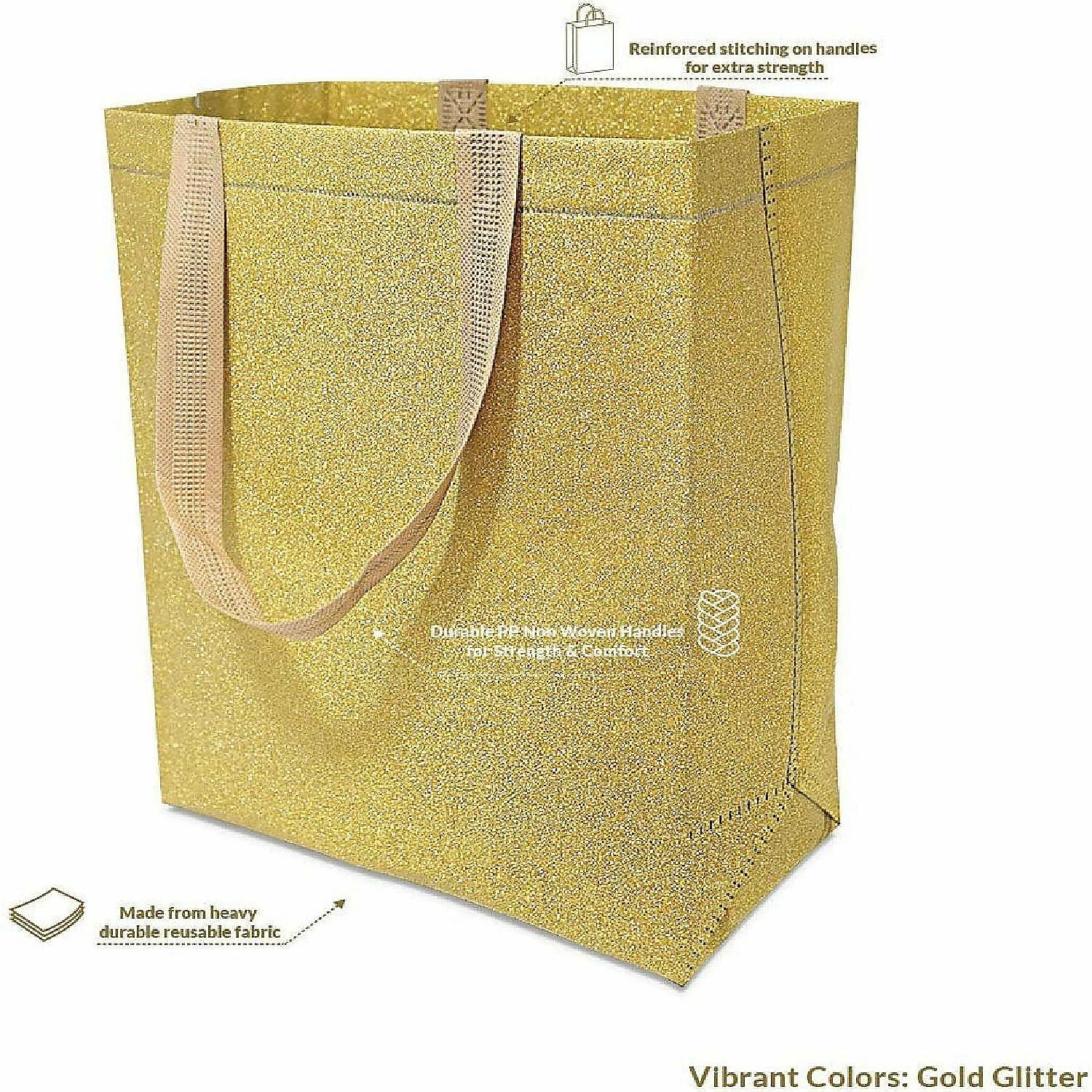 Outlet ๐ Silver Gift Bags - 12 Pack Large Silver Reusable Gift Bag Tote with Handles, Glitter Metallic Bling Shimmer, Party Favors, Grocery Shopping - 10x5x13 โญ 3 Outlet ๐ Silver Gift Bags - 12 Pack Large Silver Reusable Gift Bag Tote with Handles, Glitter Metallic Bling Shimmer, Party Favors, Grocery Shopping - 10x5x13 โญ - Image 3