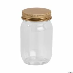 Buy 😍 Small Clear Plastic Jars with Gold Lid - 12 Pc. 🌟