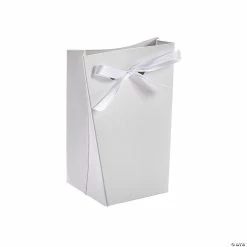 Best Pirce 🎉 Small White Favor Boxes with Ribbon - 24 Pc. 🔔