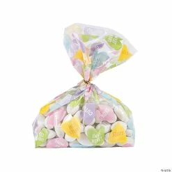 Wholesale ⭐ Valentine Conversation Hearts Cellophane Bags - 24 Pc. 👏