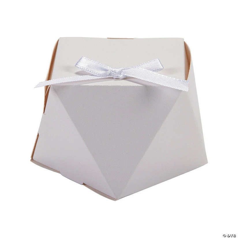 Promo π White Geometric Favor Boxes with Bow - 12 Pc. π 1 Promo π White Geometric Favor Boxes with Bow - 12 Pc. π