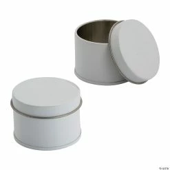 Discount ⌛ White Round Metal Favor Tins - 24 Pc. 😍