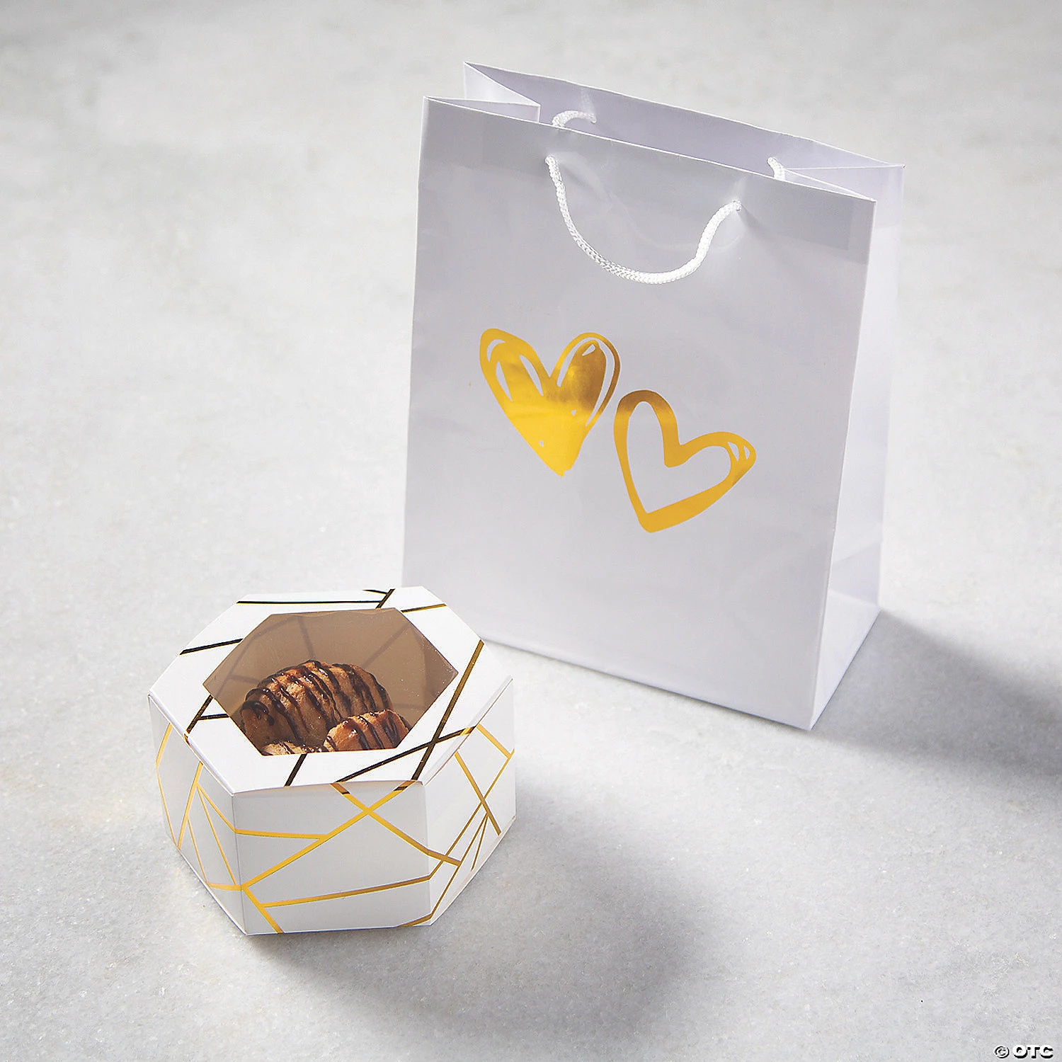 Best Pirce 💯 White with Gold Foil Hexagon Favor Boxes with Window - 12 Pc. ✨ 2 Best Pirce 💯 White with Gold Foil Hexagon Favor Boxes with Window - 12 Pc. ✨ - Image 2